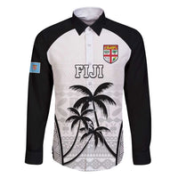 Custom Fiji Tapa Football Family Matching Short Sleeve Bodycon Dress and Hawaiian Shirt Sporty Style LT05 Dad's Shirt - Long Sleeve White - Polynesian Pride