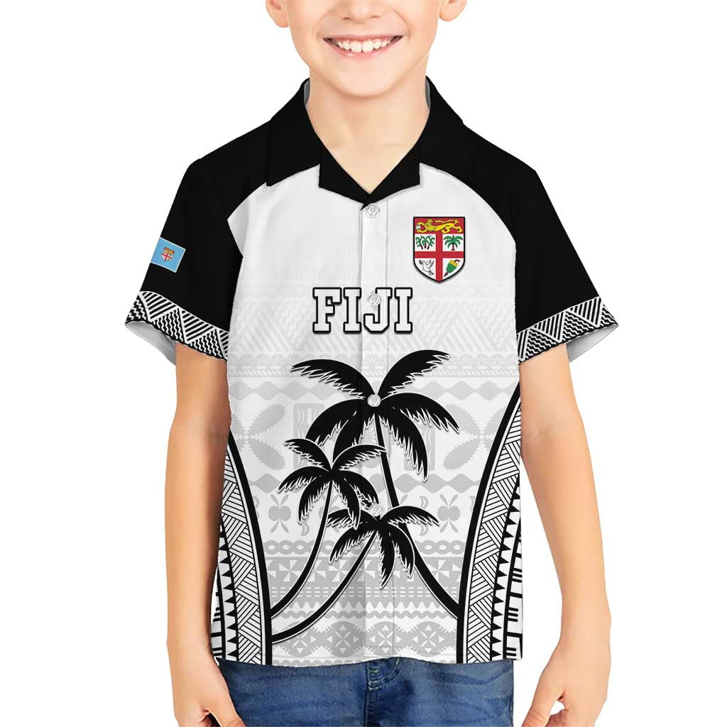 Custom Fiji Tapa Football Family Matching Short Sleeve Bodycon Dress and Hawaiian Shirt Sporty Style LT05 Son's Shirt White - Polynesian Pride