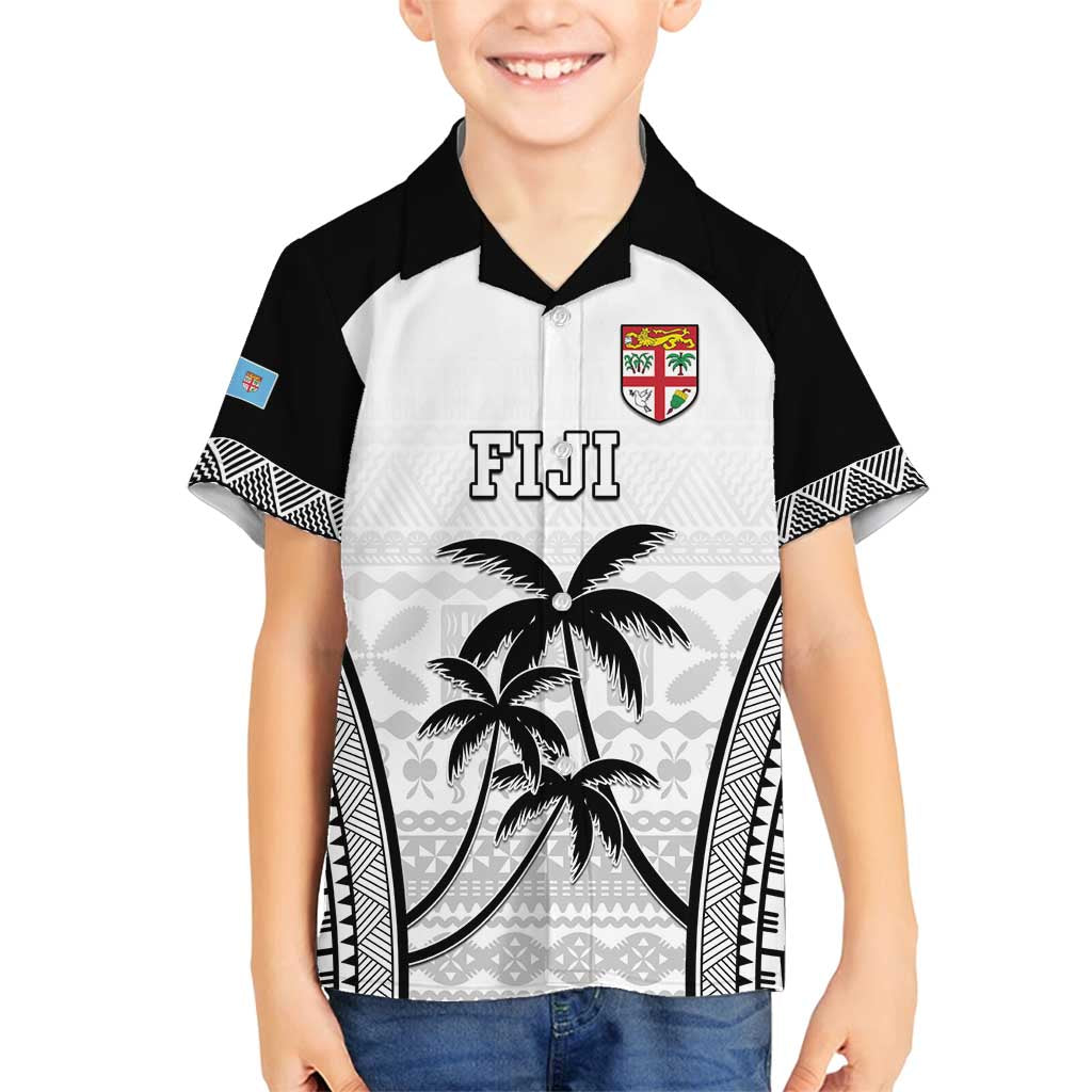 Custom Fiji Tapa Football Family Matching Tank Maxi Dress and Hawaiian Shirt Sporty Style LT05 Son's Shirt White - Polynesian Pride