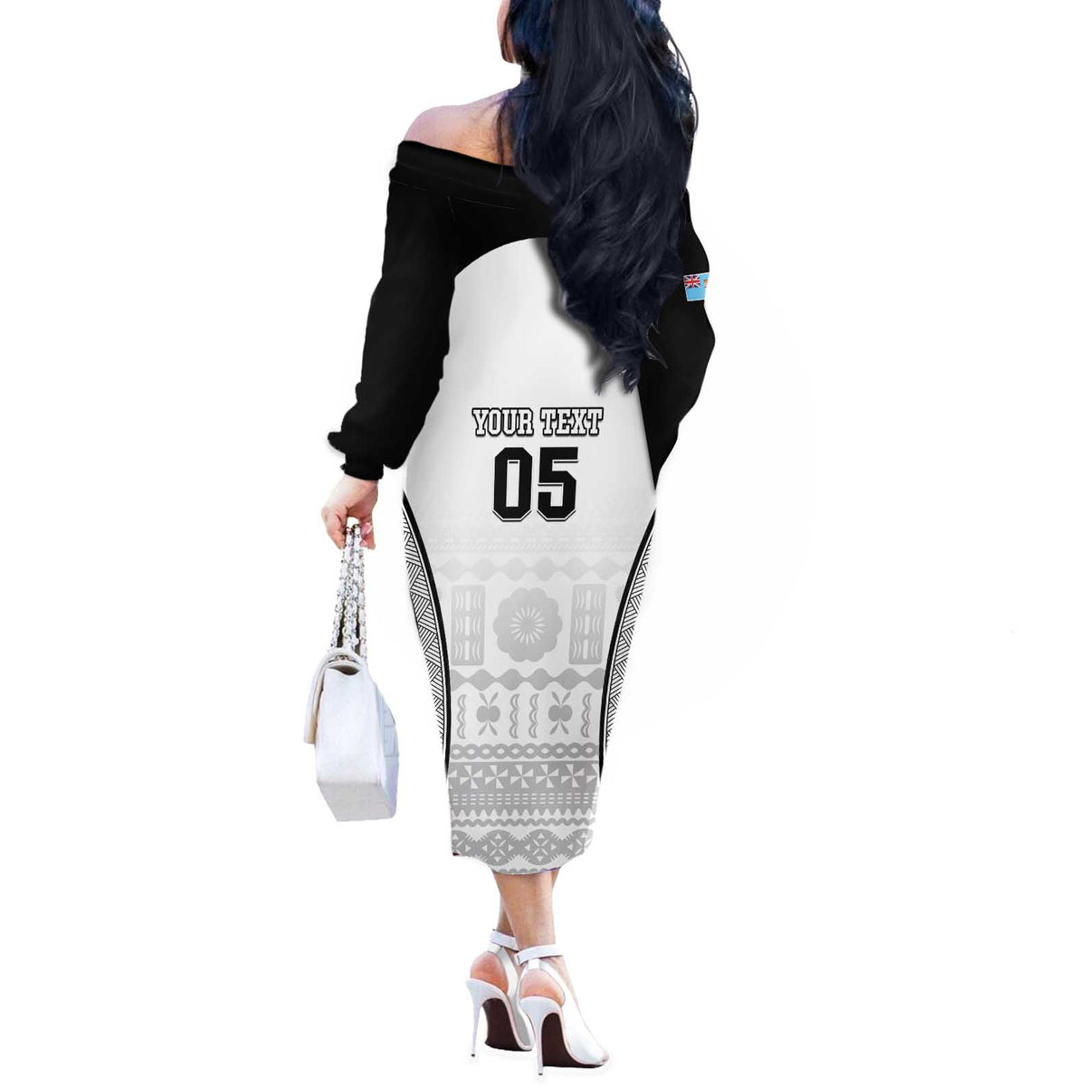 Custom Fiji Tapa Football Off The Shoulder Long Sleeve Dress Sporty Style