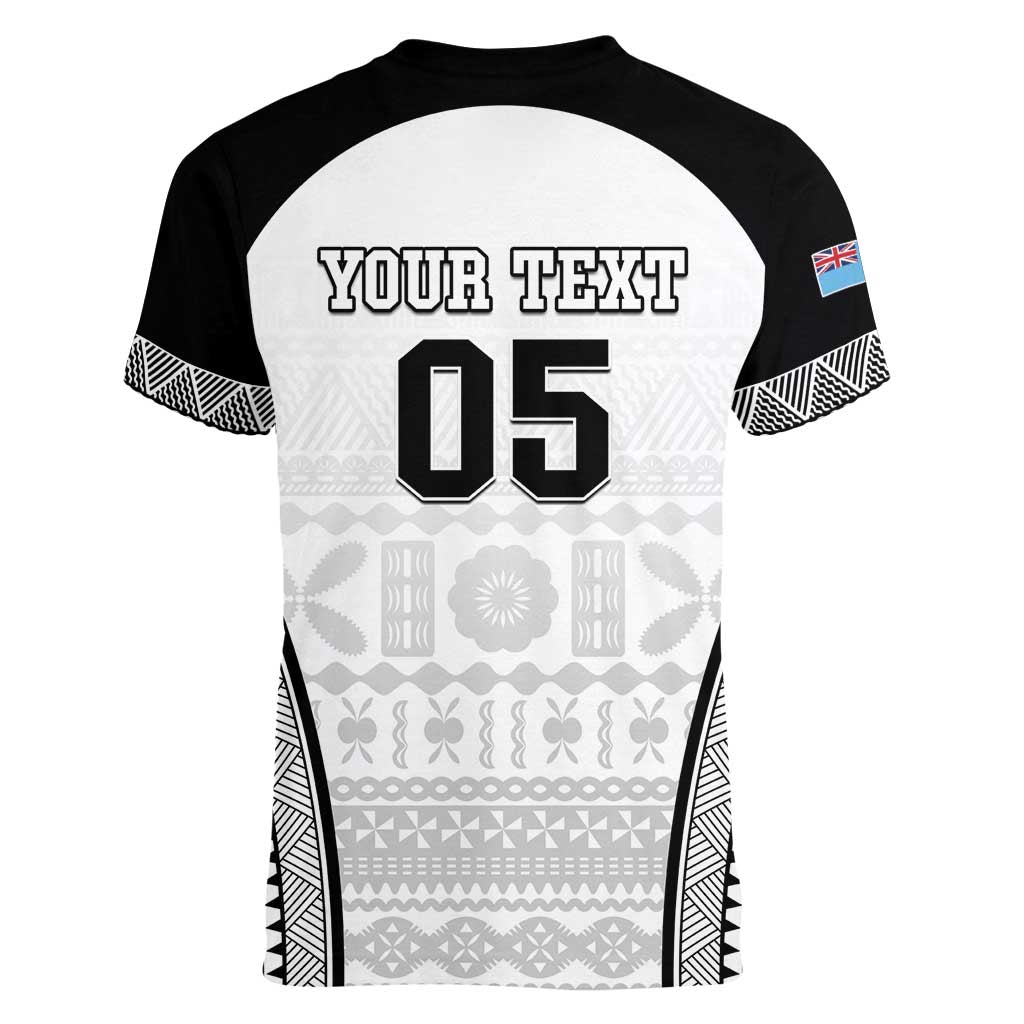 Custom Fiji Tapa Football Women V-Neck T-Shirt Sporty Style LT05 - Polynesian Pride