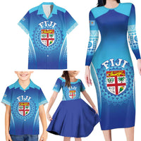 Custom Fiji Football Family Matching Long Sleeve Bodycon Dress and Hawaiian Shirt Fijian Tapa Pattern LT05 - Polynesian Pride