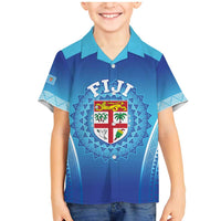 Custom Fiji Football Family Matching Mermaid Dress and Hawaiian Shirt Fijian Tapa Pattern LT05 Son's Shirt Blue - Polynesian Pride
