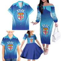 Custom Fiji Football Family Matching Off The Shoulder Long Sleeve Dress and Hawaiian Shirt Fijian Tapa Pattern LT05 - Polynesian Pride