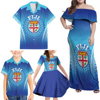 Custom Fiji Football Family Matching Off Shoulder Maxi Dress and Hawaiian Shirt Fijian Tapa Pattern LT05 - Polynesian Pride