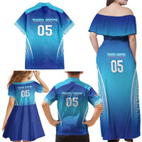 Custom Fiji Football Family Matching Off Shoulder Maxi Dress and Hawaiian Shirt Fijian Tapa Pattern LT05 - Polynesian Pride