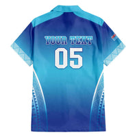 Custom Fiji Football Family Matching Off Shoulder Short Dress and Hawaiian Shirt Fijian Tapa Pattern LT05 - Polynesian Pride