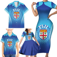 Custom Fiji Football Family Matching Short Sleeve Bodycon Dress and Hawaiian Shirt Fijian Tapa Pattern LT05 - Polynesian Pride