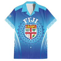 Custom Fiji Football Family Matching Tank Maxi Dress and Hawaiian Shirt Fijian Tapa Pattern LT05 Dad's Shirt - Short Sleeve Blue - Polynesian Pride