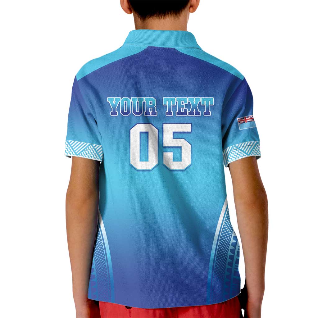 Custom Fiji Football Kid Polo Shirt Fijian Tapa Pattern