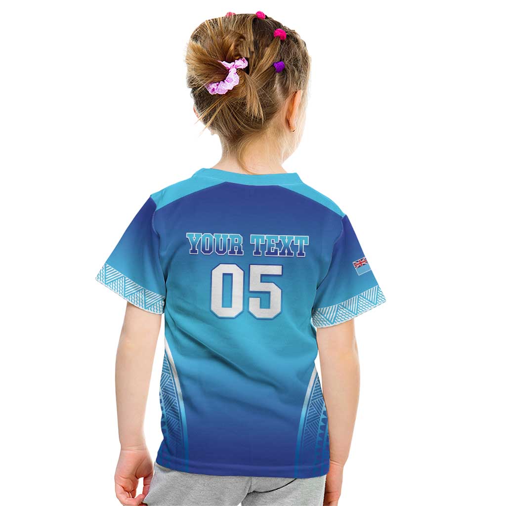 Custom Fiji Football Kid T Shirt Fijian Tapa Pattern