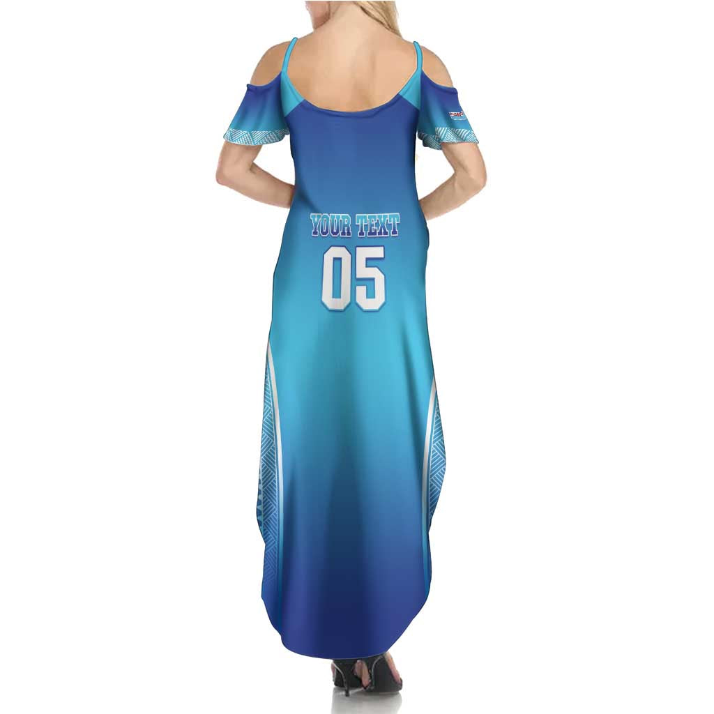 Custom Fiji Football Summer Maxi Dress Fijian Tapa Pattern
