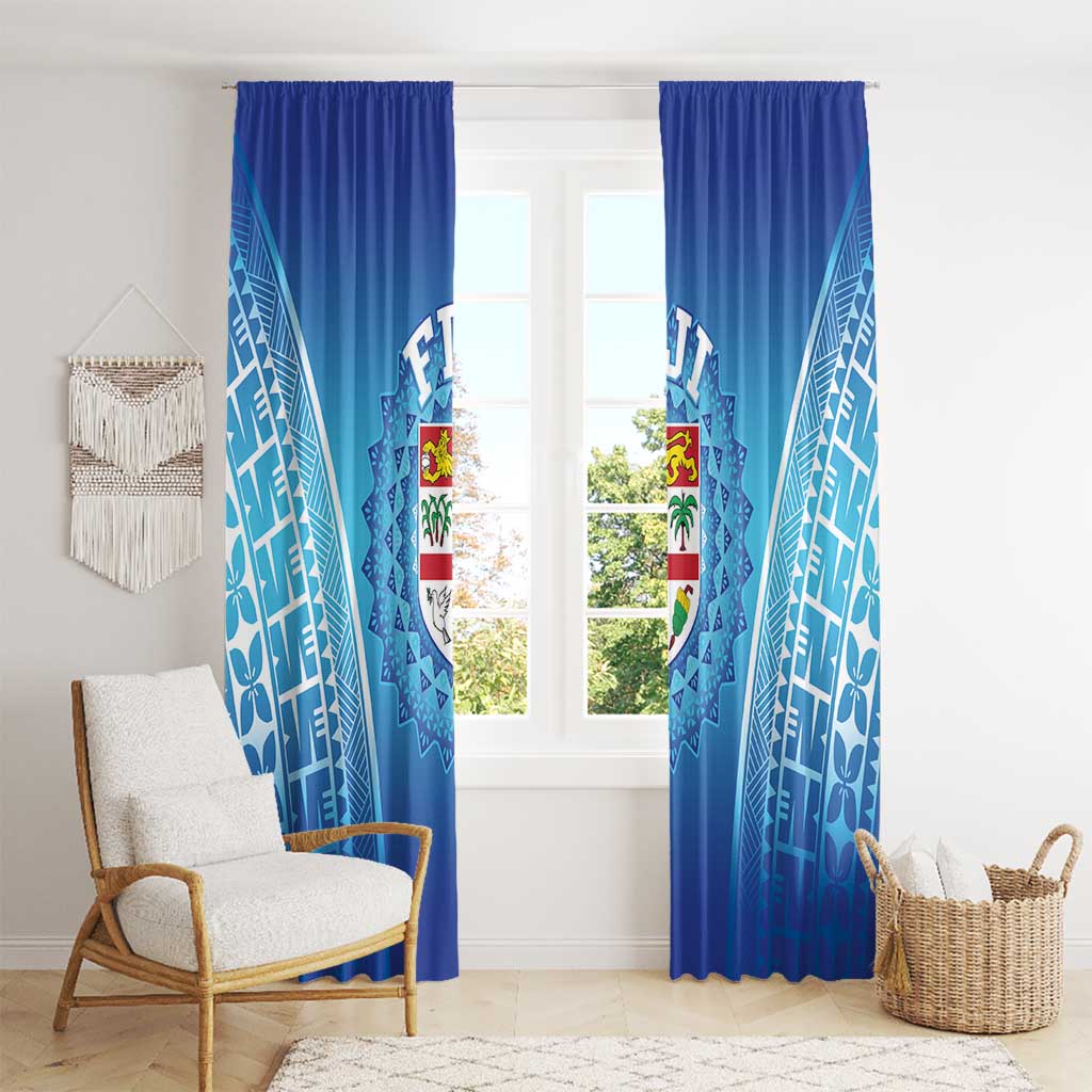 Fiji Football Window Curtain Fijian Tapa Pattern