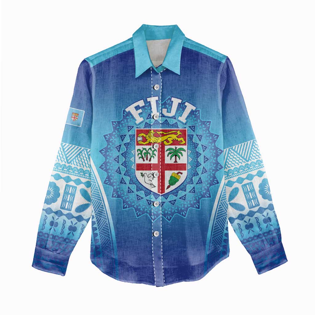Custom Fiji Football Women Casual Shirt Fijian Tapa Pattern