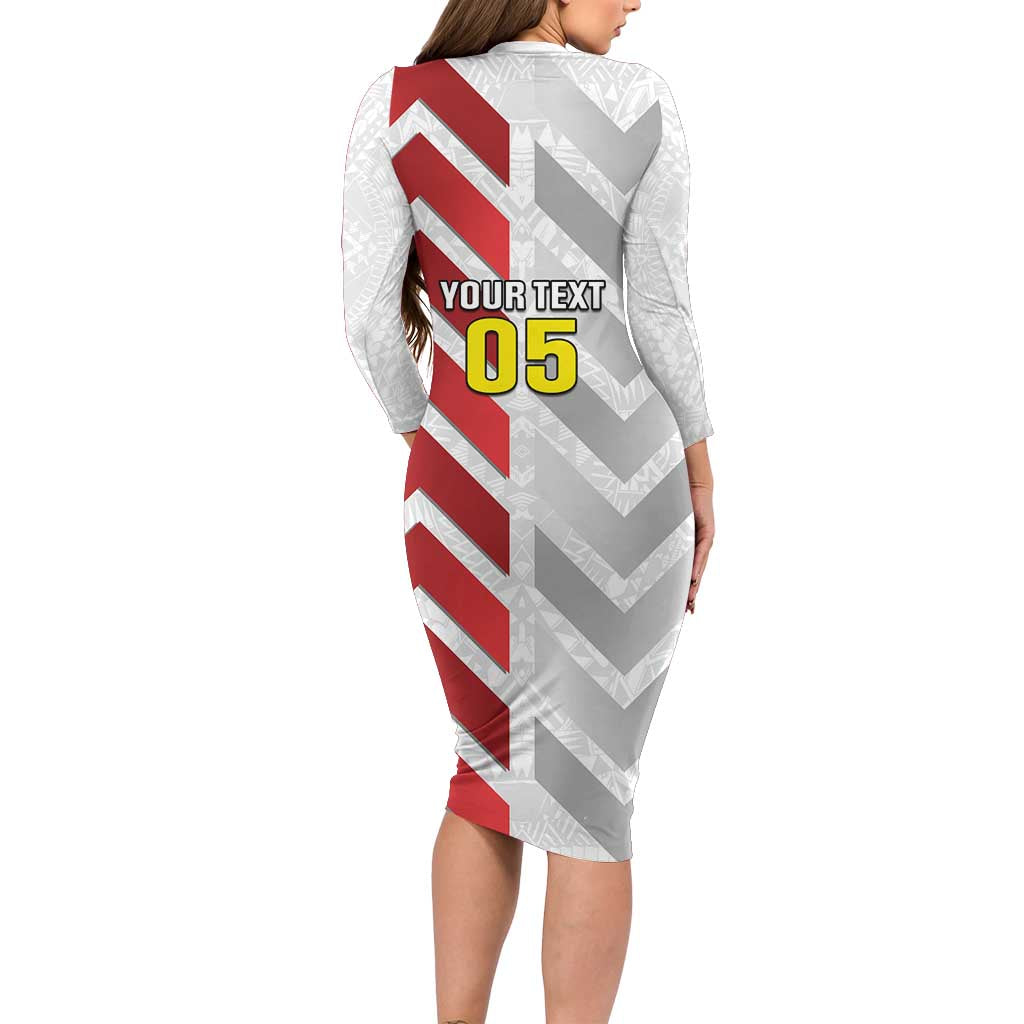 Custom New Caledonia Football Family Matching Long Sleeve Bodycon Dress and Hawaiian Shirt Unique Style LT05 - Polynesian Pride