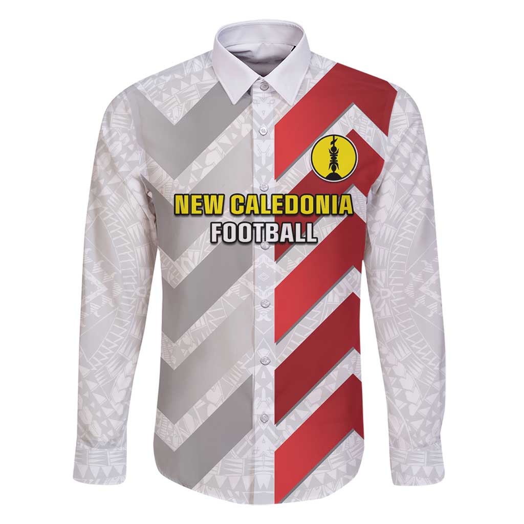 Custom New Caledonia Football Family Matching Off Shoulder Maxi Dress and Hawaiian Shirt Unique Style LT05 Dad's Shirt - Long Sleeve Red - Polynesian Pride