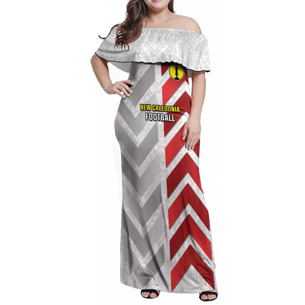 Custom New Caledonia Football Family Matching Off Shoulder Maxi Dress and Hawaiian Shirt Unique Style LT05 Mom's Dress Red - Polynesian Pride
