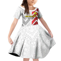 Custom New Caledonia Football Family Matching Off Shoulder Short Dress and Hawaiian Shirt Unique Style LT05 Daughter's Dress Red - Polynesian Pride