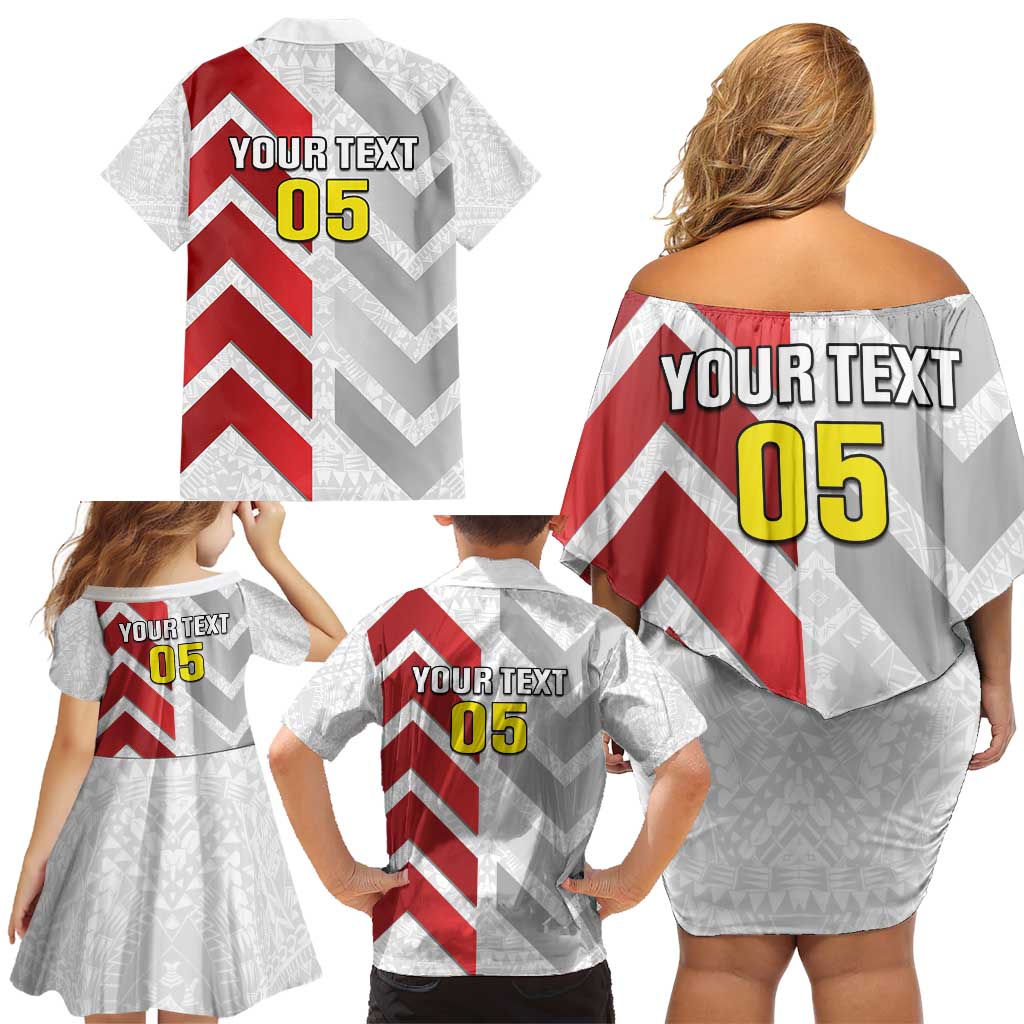 Custom New Caledonia Football Family Matching Off Shoulder Short Dress and Hawaiian Shirt Unique Style LT05 - Polynesian Pride