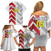 Custom New Caledonia Football Family Matching Off Shoulder Short Dress and Hawaiian Shirt Unique Style LT05 - Polynesian Pride