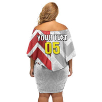 Custom New Caledonia Football Family Matching Off Shoulder Short Dress and Hawaiian Shirt Unique Style LT05 - Polynesian Pride