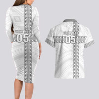 Custom New Caledonia Football Couples Matching Long Sleeve Bodycon Dress and Hawaiian Shirt Go The Kagus LT05 - Polynesian Pride
