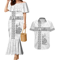 Custom New Caledonia Football Couples Matching Mermaid Dress and Hawaiian Shirt Go The Kagus LT05 White - Polynesian Pride