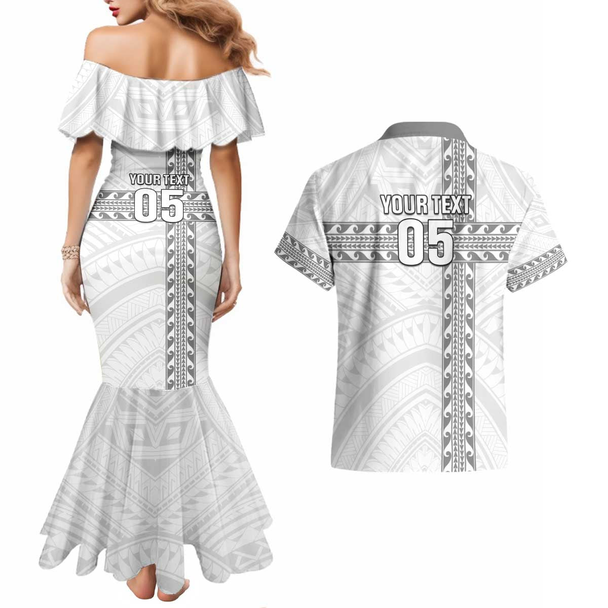 Custom New Caledonia Football Couples Matching Mermaid Dress and Hawaiian Shirt Go The Kagus LT05 - Polynesian Pride