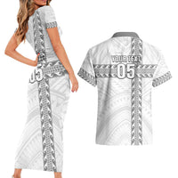 Custom New Caledonia Football Couples Matching Short Sleeve Bodycon Dress and Hawaiian Shirt Go The Kagus LT05 - Polynesian Pride
