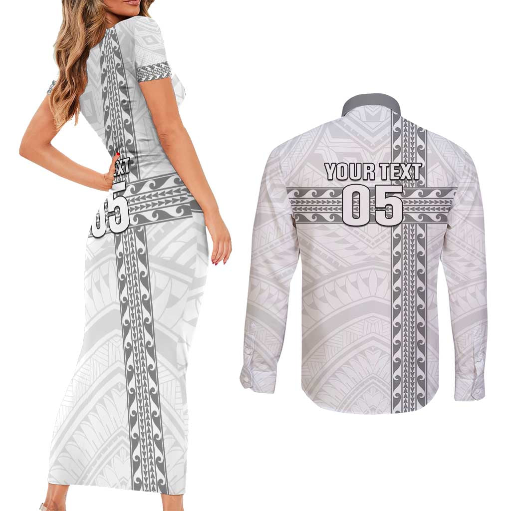 Custom New Caledonia Football Couples Matching Short Sleeve Bodycon Dress and Long Sleeve Button Shirt Go The Kagus LT05 - Polynesian Pride