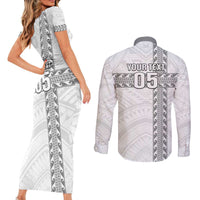 Custom New Caledonia Football Couples Matching Short Sleeve Bodycon Dress and Long Sleeve Button Shirt Go The Kagus LT05 - Polynesian Pride