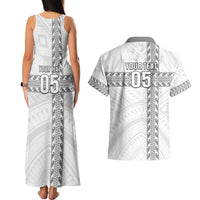 Custom New Caledonia Football Couples Matching Tank Maxi Dress and Hawaiian Shirt Go The Kagus LT05 - Polynesian Pride