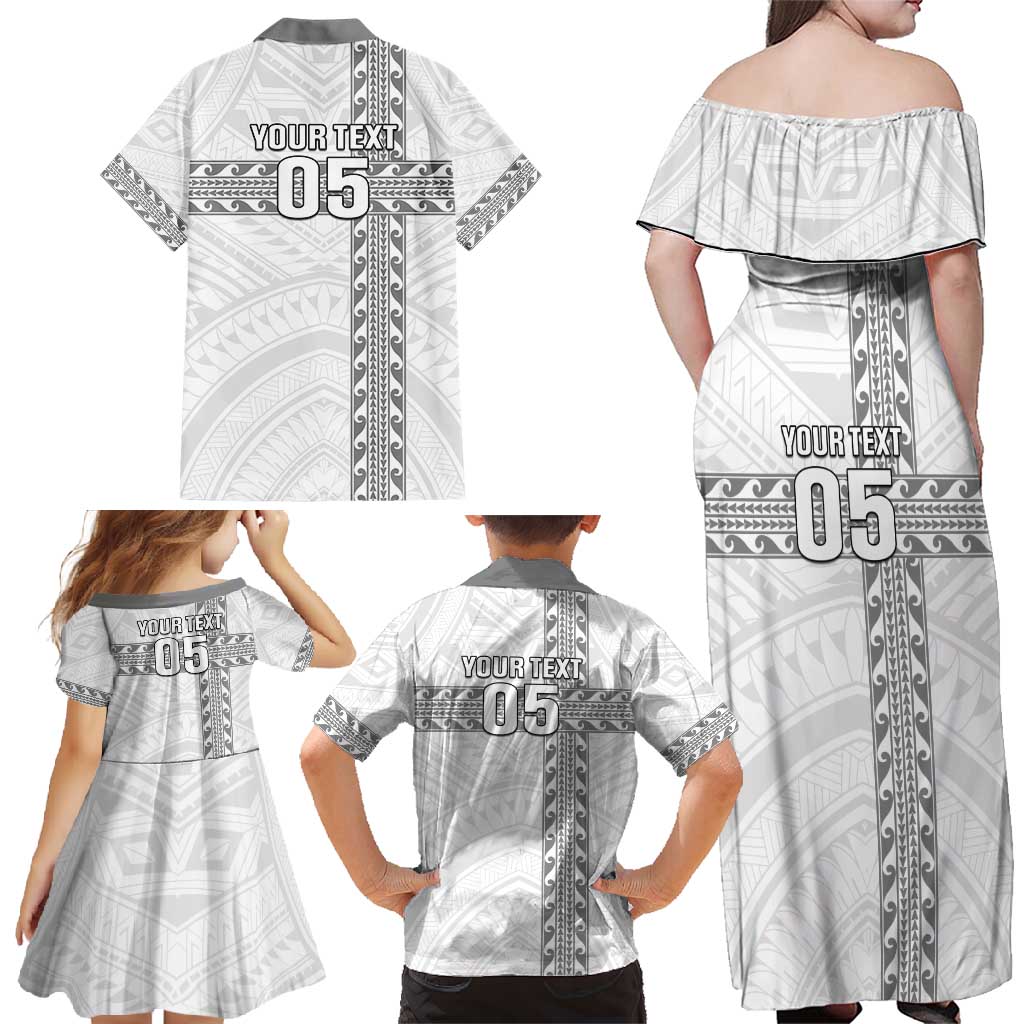 Custom New Caledonia Football Family Matching Off Shoulder Maxi Dress and Hawaiian Shirt Go The Kagus LT05 - Polynesian Pride