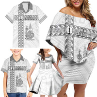 Custom New Caledonia Football Family Matching Off Shoulder Short Dress and Hawaiian Shirt Go The Kagus LT05 - Polynesian Pride