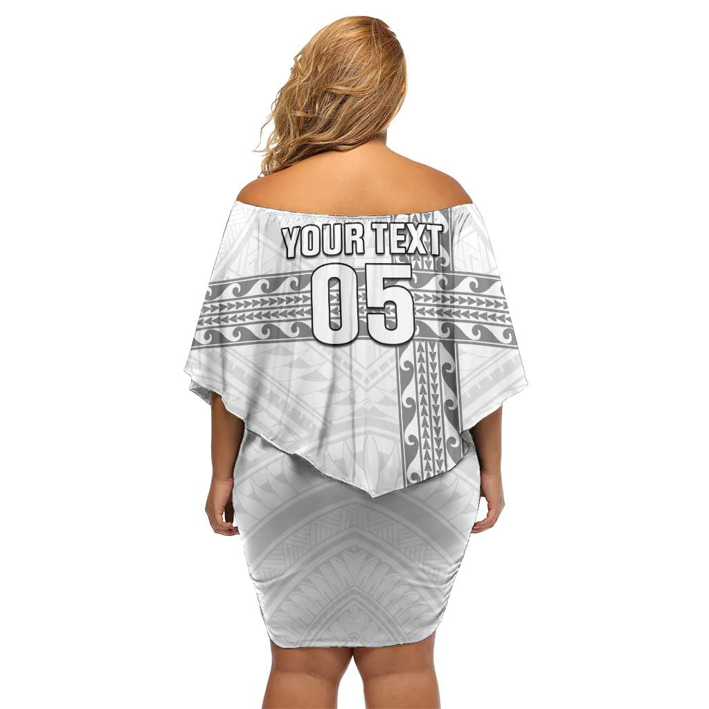 Custom New Caledonia Football Family Matching Off Shoulder Short Dress and Hawaiian Shirt Go The Kagus LT05 - Polynesian Pride