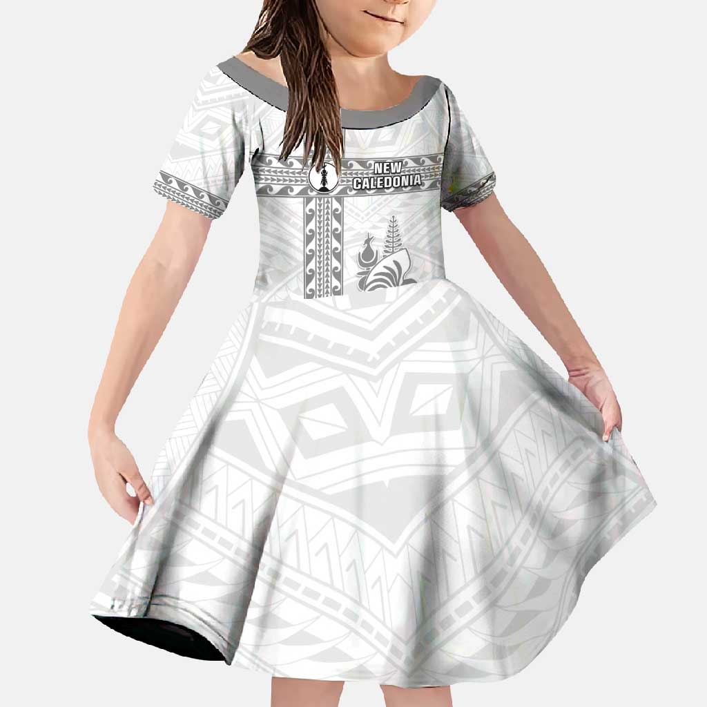 Custom New Caledonia Football Family Matching Tank Maxi Dress and Hawaiian Shirt Go The Kagus LT05 Daughter's Dress White - Polynesian Pride