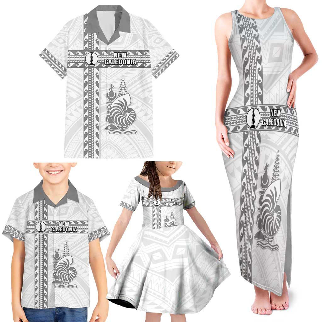 Custom New Caledonia Football Family Matching Tank Maxi Dress and Hawaiian Shirt Go The Kagus LT05 - Polynesian Pride