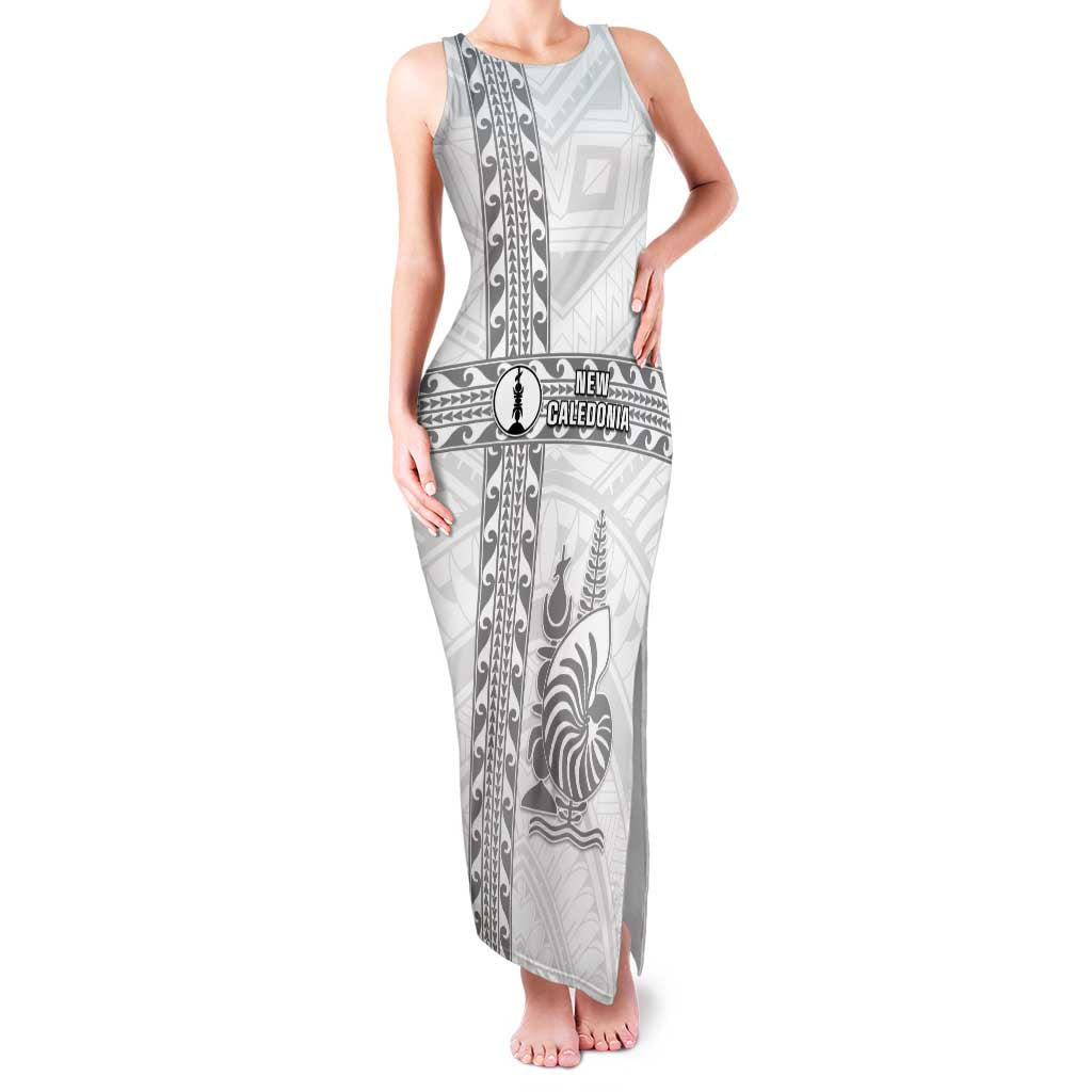 Custom New Caledonia Football Family Matching Tank Maxi Dress and Hawaiian Shirt Go The Kagus LT05 Mom's Dress White - Polynesian Pride