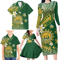Cook Islands 15 Finest Family Matching Long Sleeve Bodycon Dress and Hawaiian Shirt Plumeria Polynesian Turtle LT05 - Polynesian Pride