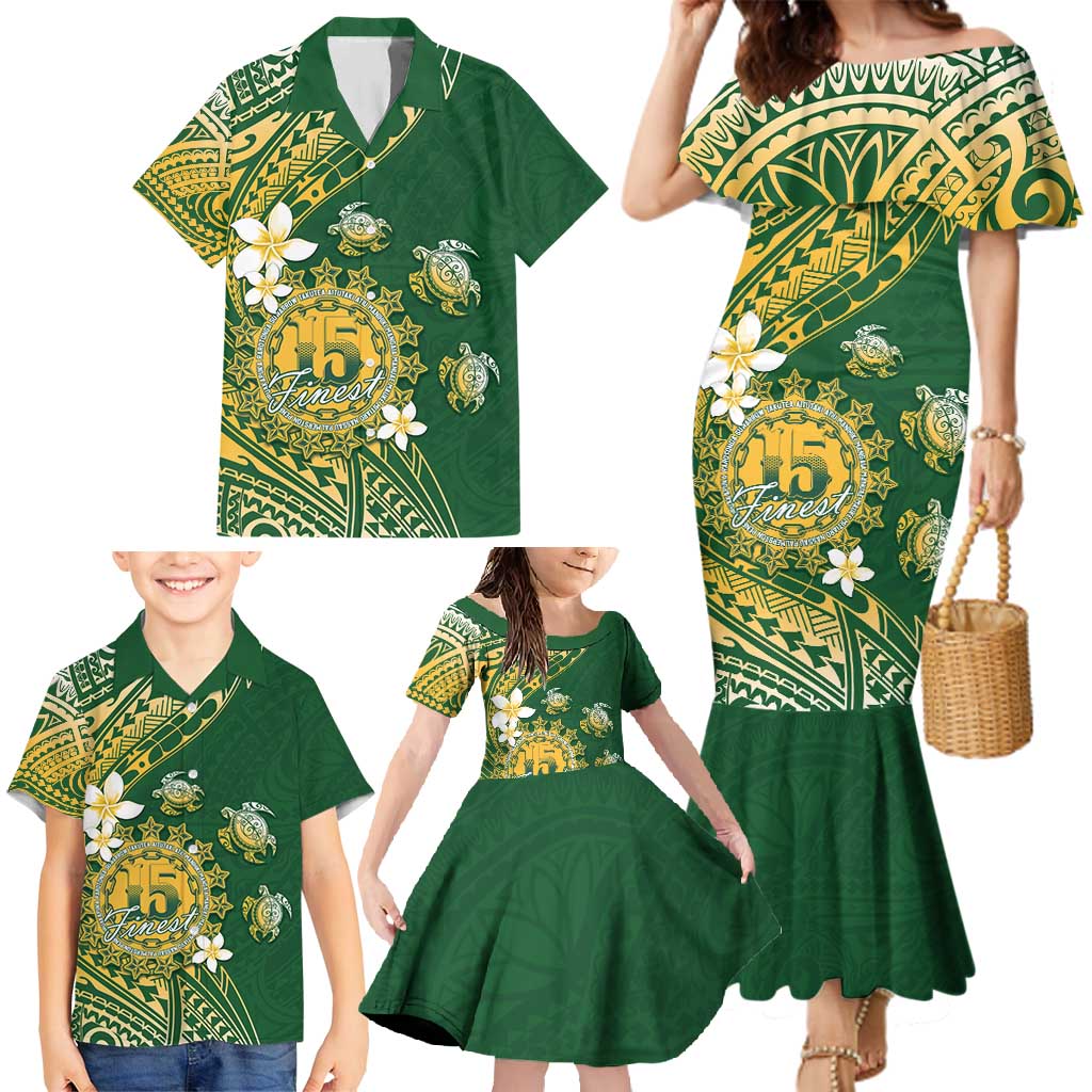 Cook Islands 15 Finest Family Matching Mermaid Dress and Hawaiian Shirt Plumeria Polynesian Turtle LT05 - Polynesian Pride