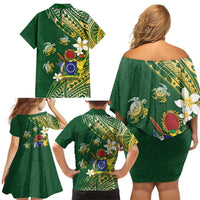Cook Islands 15 Finest Family Matching Off Shoulder Short Dress and Hawaiian Shirt Plumeria Polynesian Turtle LT05 - Polynesian Pride