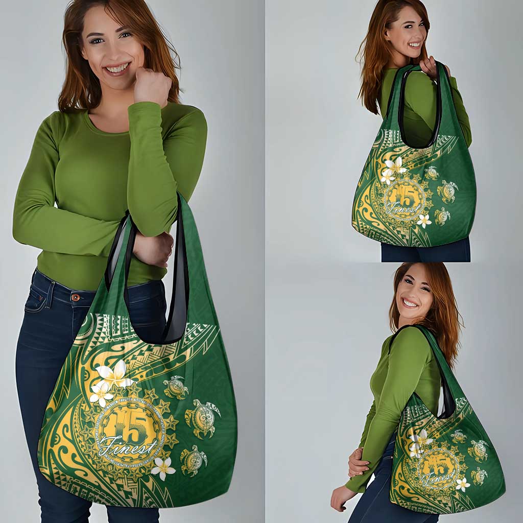 Cook Islands 15 Finest Grocery Bag Plumeria Polynesian Turtle