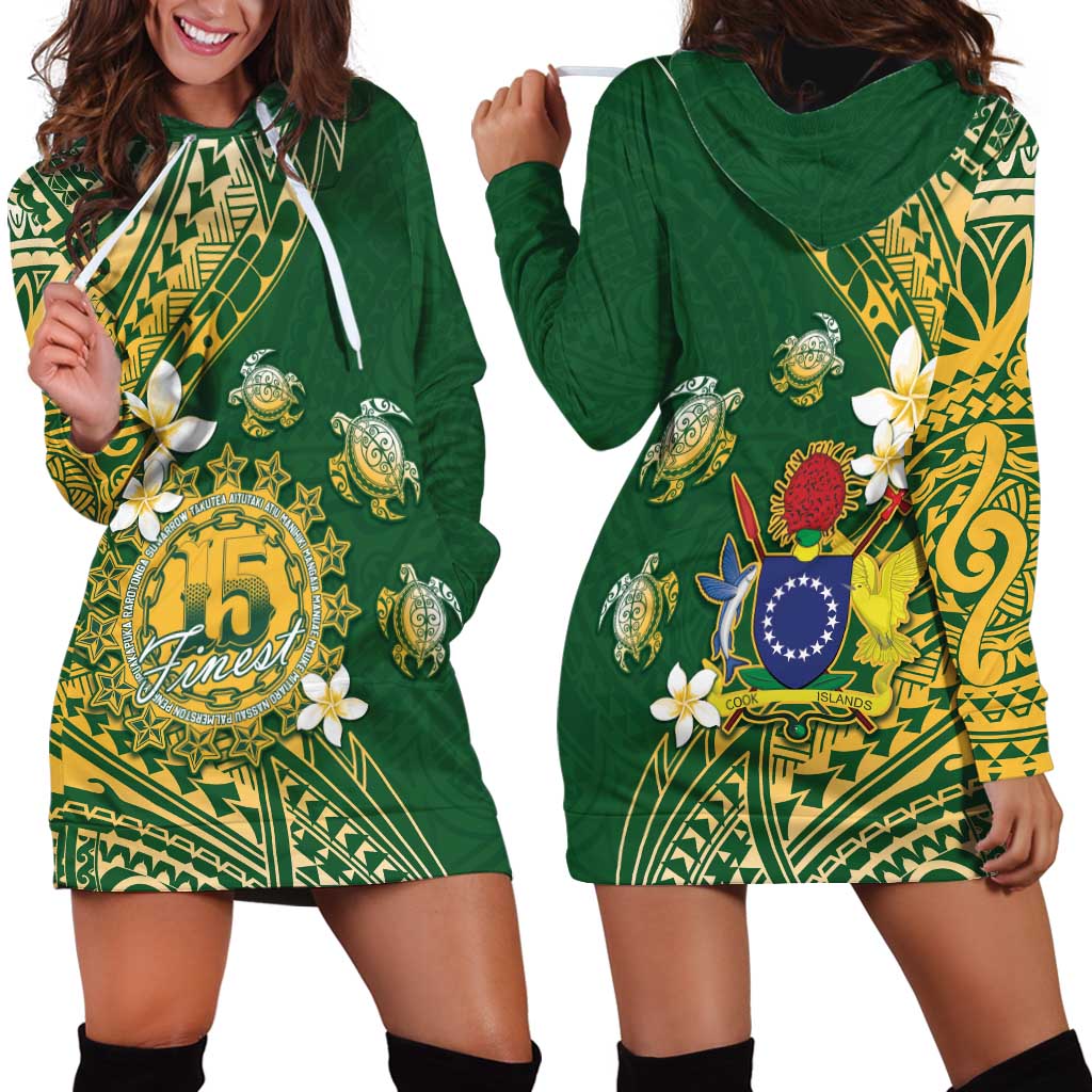 Cook Islands 15 Finest Hoodie Dress Plumeria Polynesian Turtle
