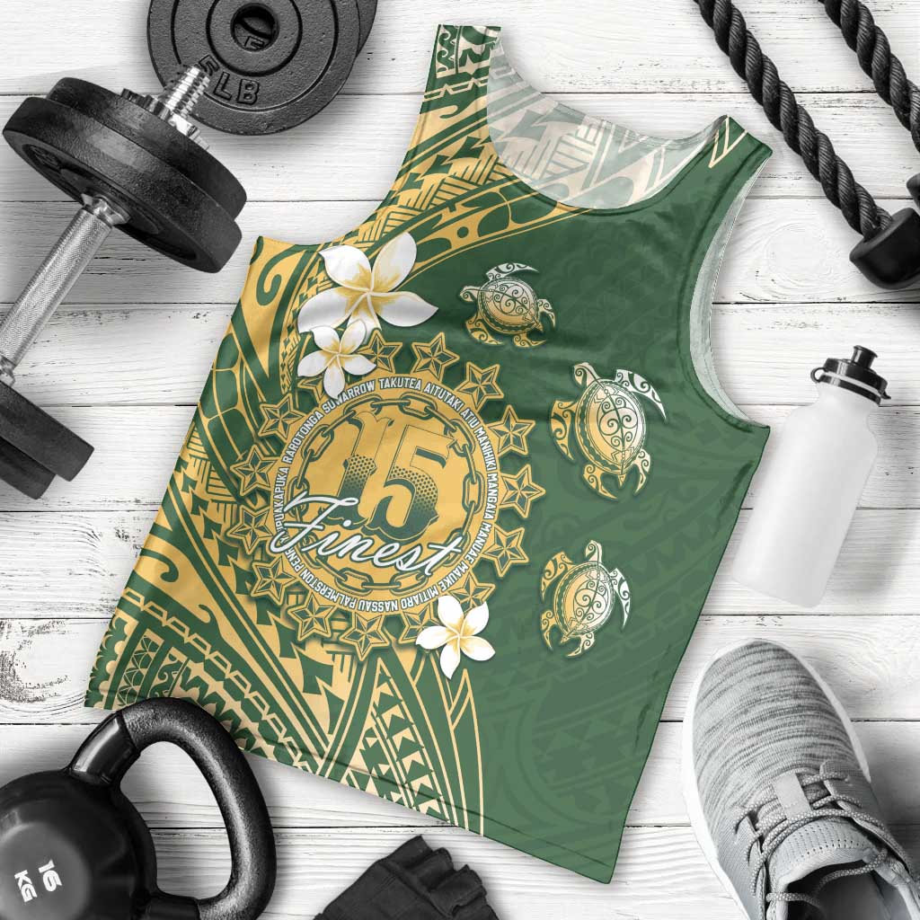 Cook Islands 15 Finest Men Tank Top Plumeria Polynesian Turtle