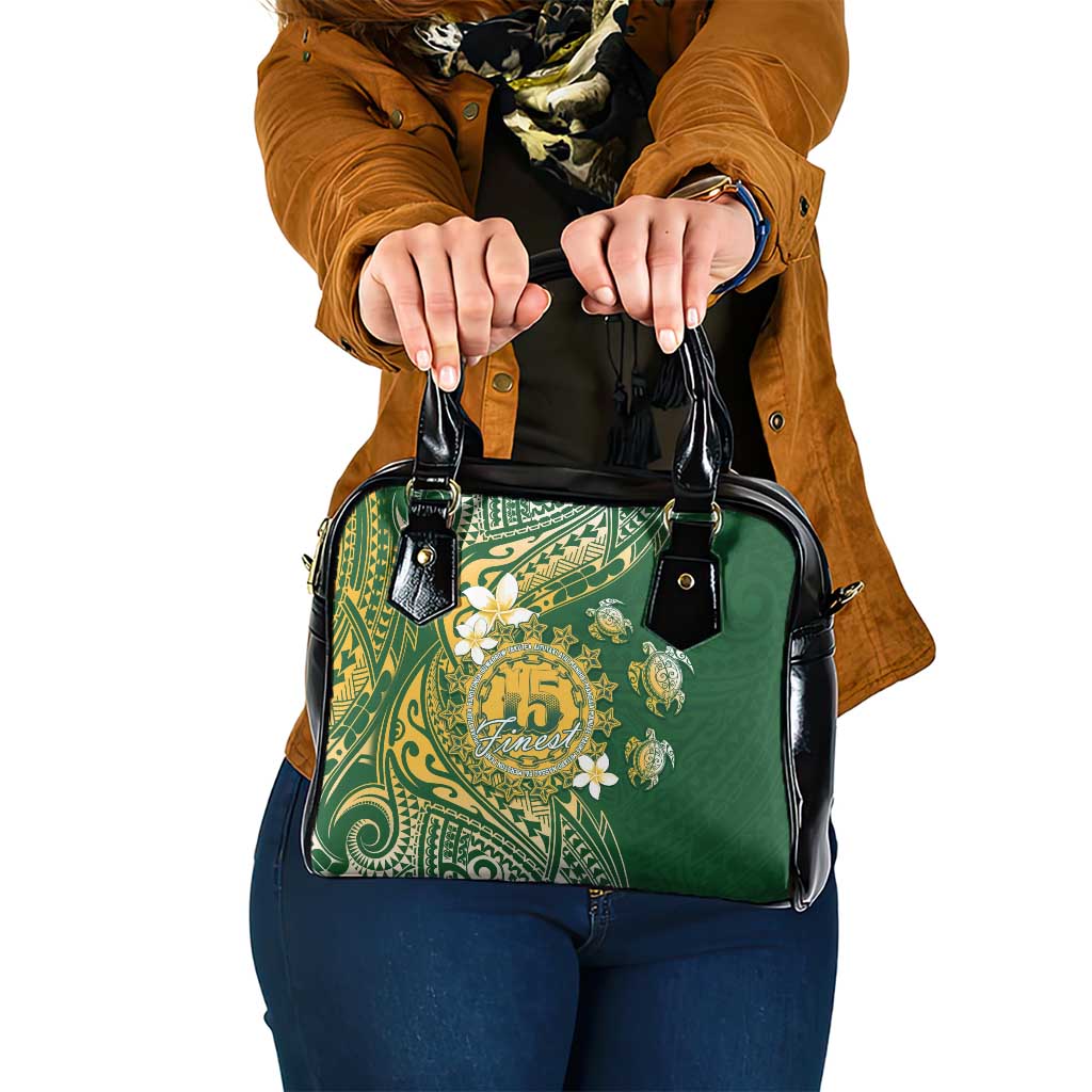 Cook Islands 15 Finest Shoulder Handbag Plumeria Polynesian Turtle
