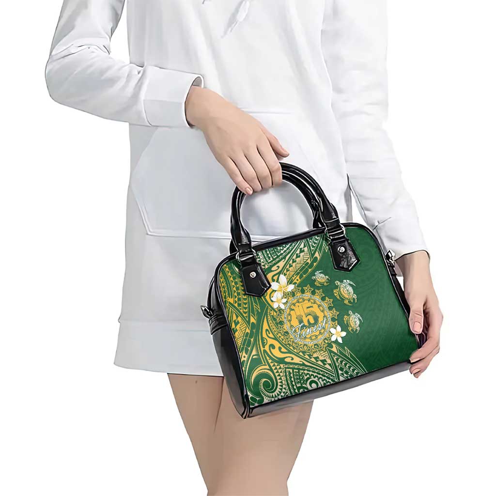 Cook Islands 15 Finest Shoulder Handbag Plumeria Polynesian Turtle
