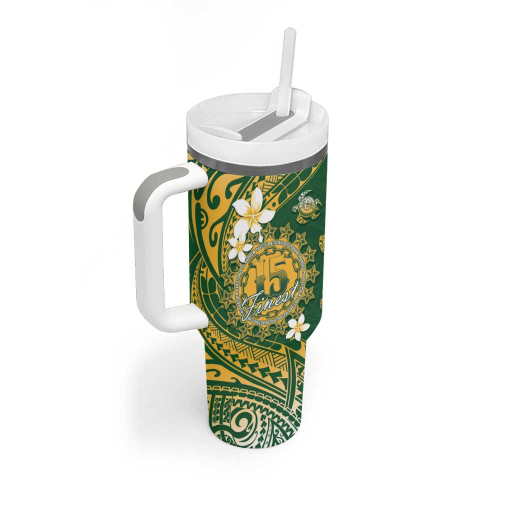 Cook Islands 15 Finest Tumbler With Handle Plumeria Polynesian Turtle