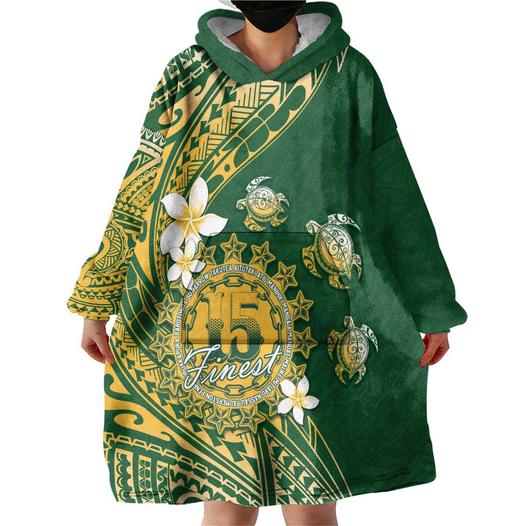 Cook Islands 15 Finest Wearable Blanket Hoodie Plumeria Polynesian Turtle LT05 - Polynesian Pride