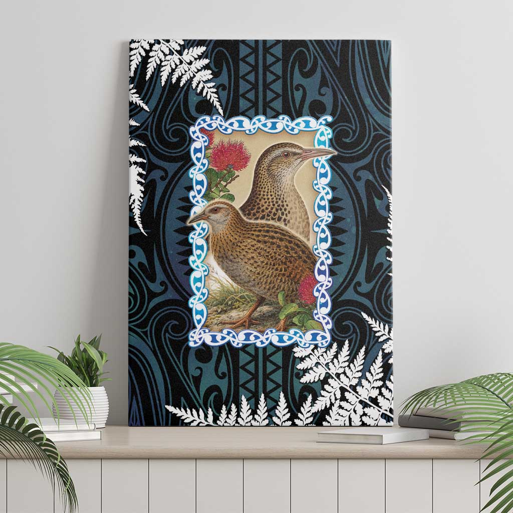 New Zealand Weka Canvas Wall Art Maori Hen Koru Pattern - Polynesian Pride