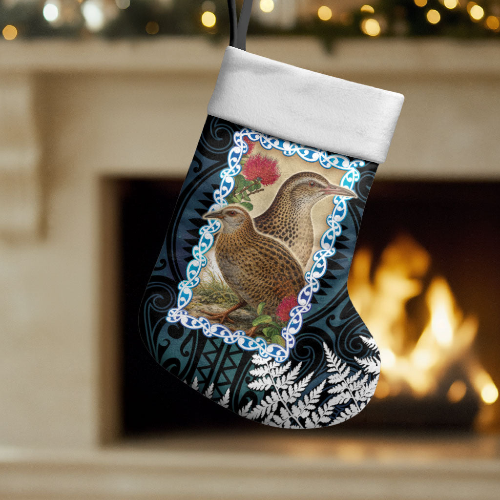 New Zealand Weka Christmas Stocking Maori Hen Koru Pattern LT05 Set of 2 Black - Polynesian Pride